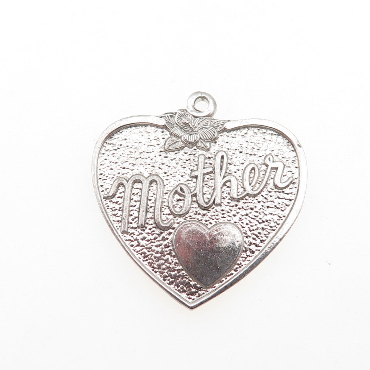 925 Sterling Silver Vintage Mother Heart Charm Pendant