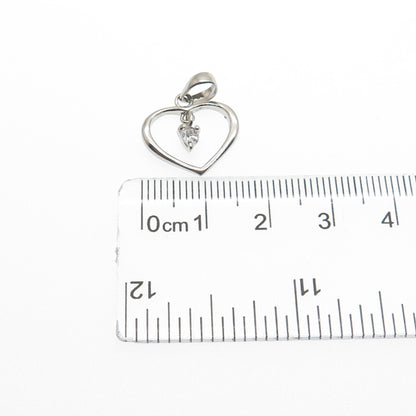 925 Sterling Silver Pear-Cut C Z Heart Minimalist Charm Pendant