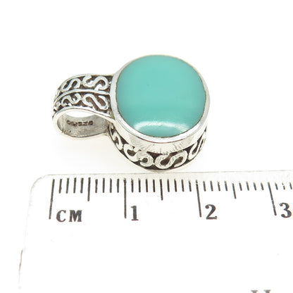 925 Sterling Silver Vintage Real Sleeping Beauty Turquoise Gem Slide Pendant