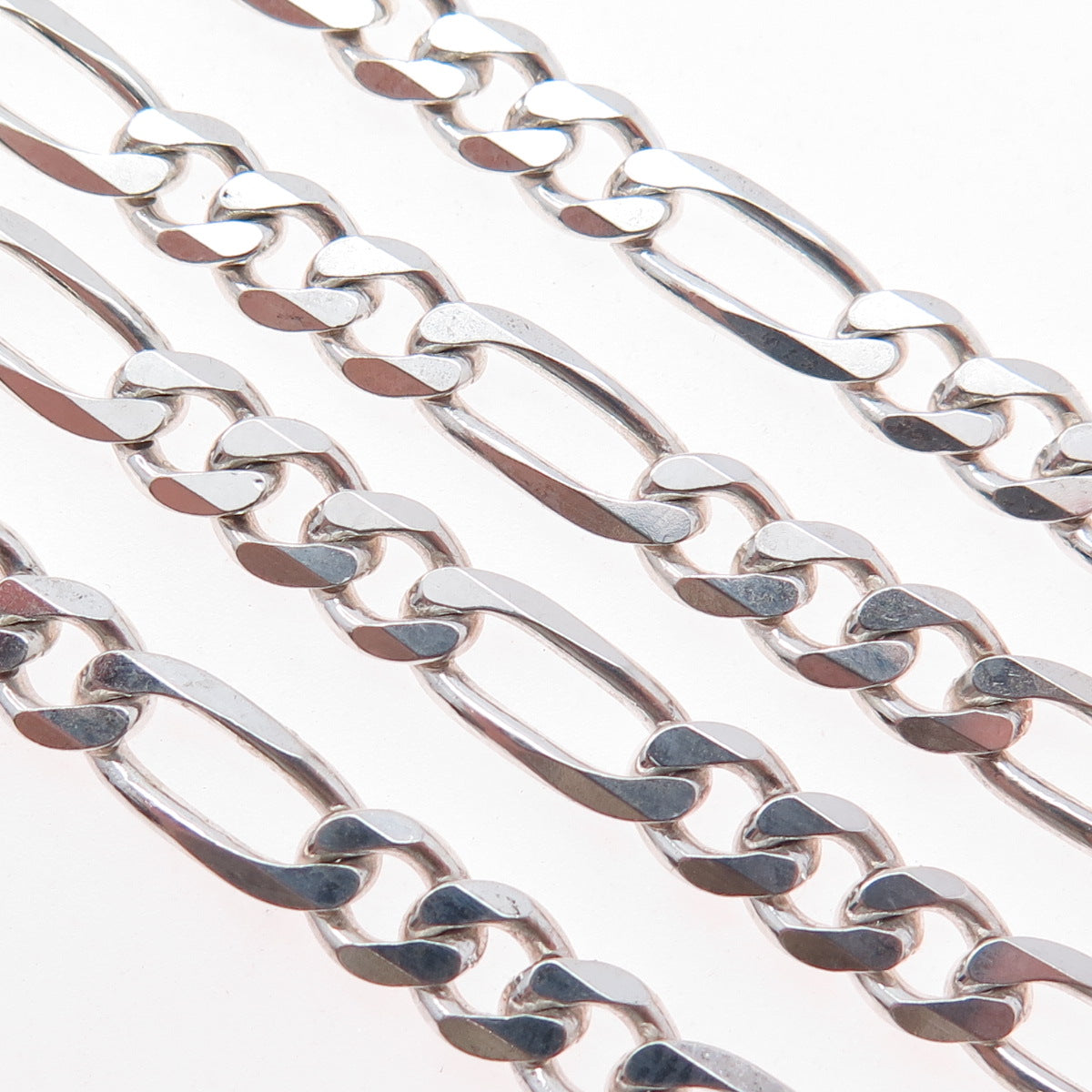 925 Sterling Silver Vintage Italy Figaro Chain Necklace 20"