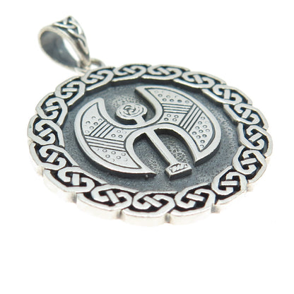 PETER STONE 925 Sterling Silver Vintage Celtic Knot Symbol Oxidized Pendant