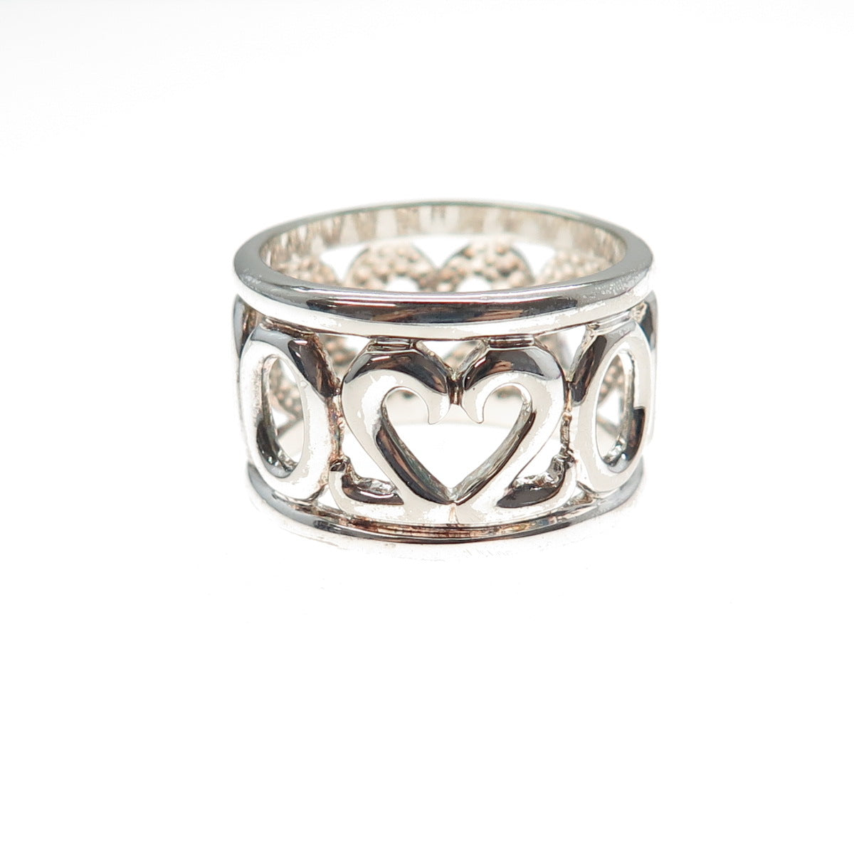 925 Sterling Silver Vintage 2000 Millennium Wide Band Ring Size 8.25