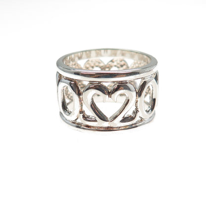 925 Sterling Silver Vintage 2000 Millennium Wide Band Ring Size 8.25