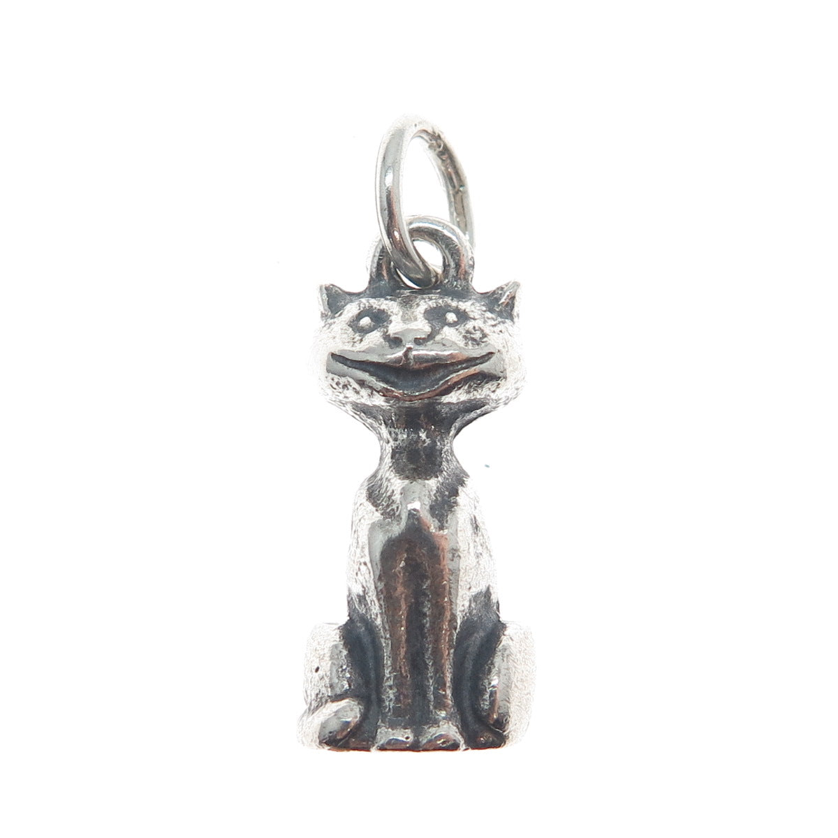 JO MICHELS 925 Sterling Silver Vintage Cat Oxidized Minimalist 3D Charm Pendant