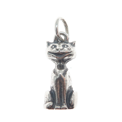 JO MICHELS 925 Sterling Silver Vintage Cat Oxidized Minimalist 3D Charm Pendant