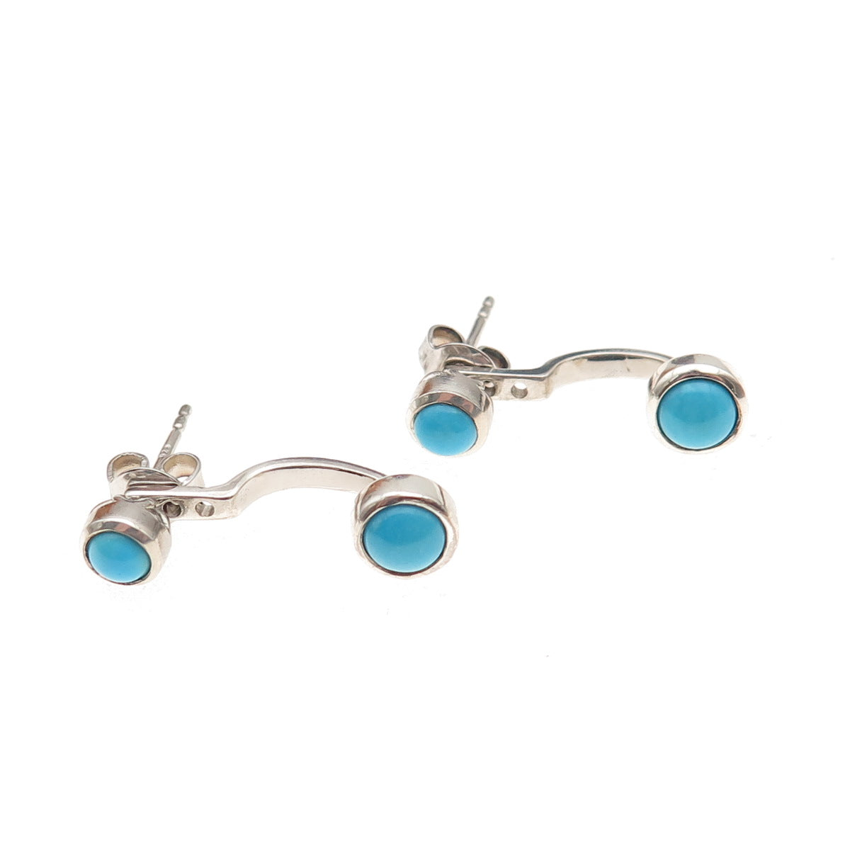 D'Joy 925 Sterling Silver Real Sleeping Beauty Turquoise Stud / Jacket Earrings