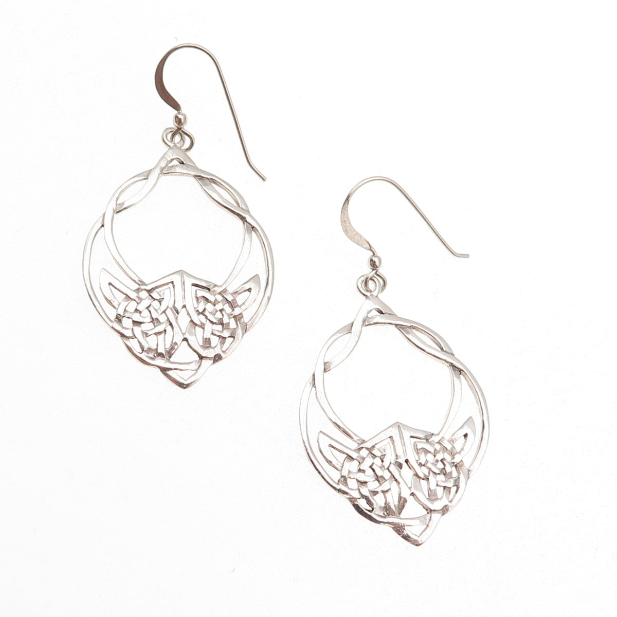 925 Sterling Silver Vintage Celtic Knot Dangle Earrings