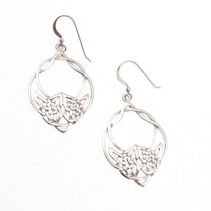 925 Sterling Silver Vintage Celtic Knot Dangle Earrings