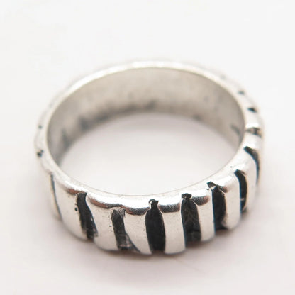 925 Sterling Silver Vintage Tribal Band Ring Size 6