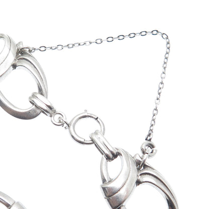 HARRY S. BICK 925 Sterling Silver Antique Twisted Ribbon Link Bracelet 7.25"