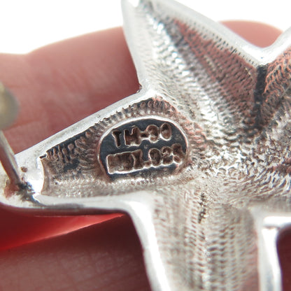 925 Sterling Silver Vintage Mexico Starfish Oxidized Earrings