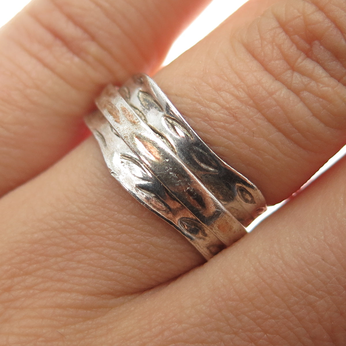 925 Sterling Silver Vintage Modernist Rotating Band Ring Size 7