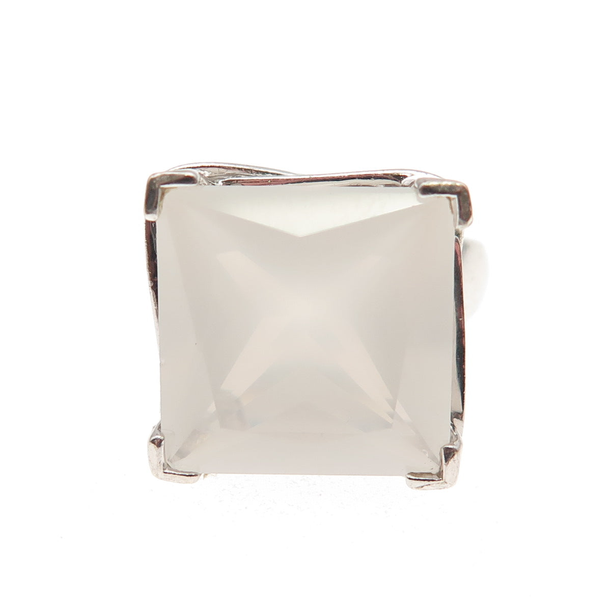 Michelle Albala 925 Sterling Silver Vintage Real Quartz Modernist Ring Size 6.25