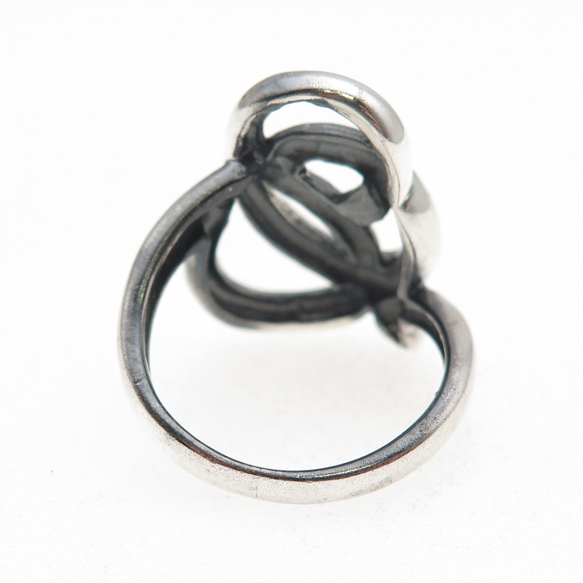 925 Sterling Silver Vintage Modernist Twisted Knot Oxidized Ring Size 6.75