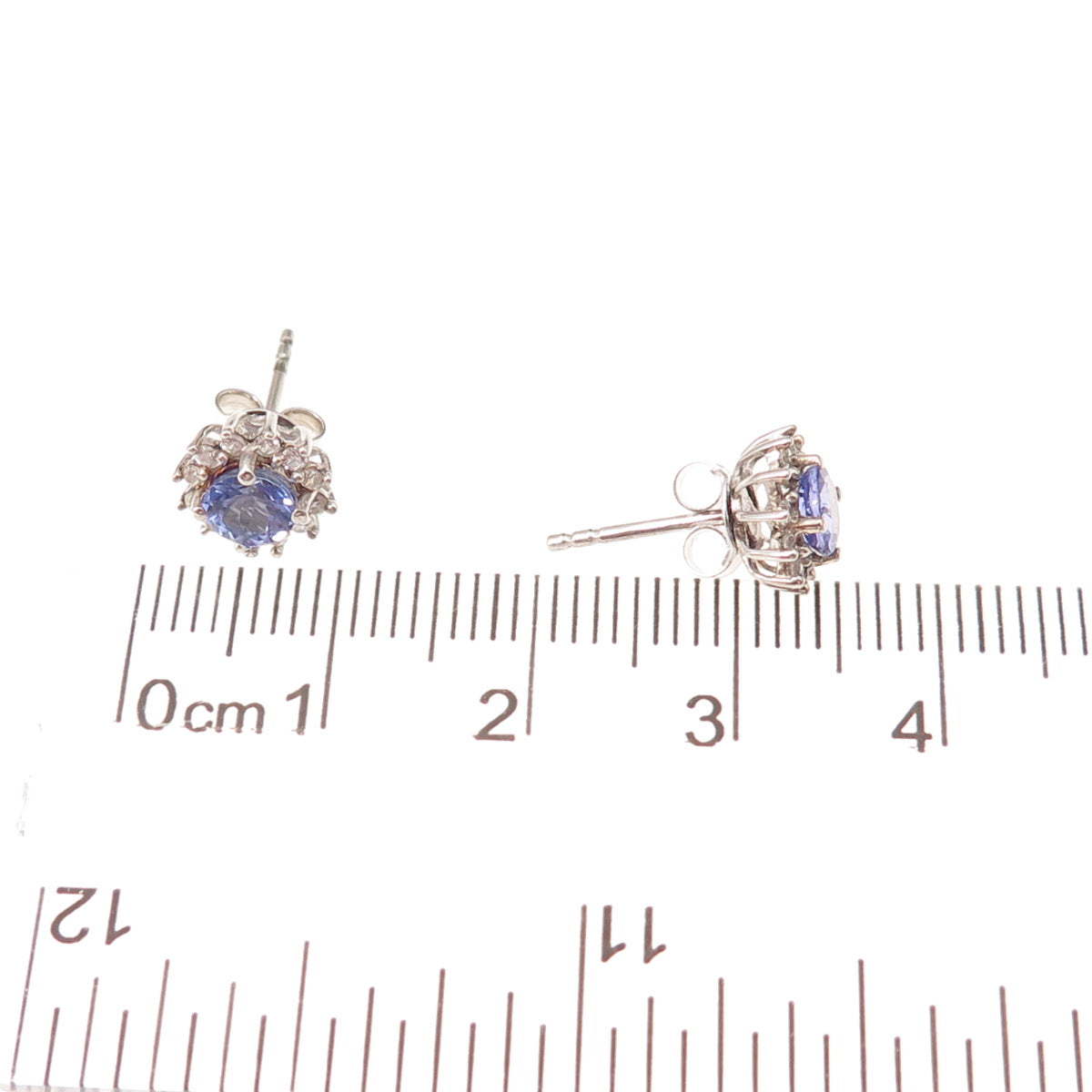 Chuck Clemency 925 Sterling Silver Real Tanzanite & White Topaz Stud Earrings
