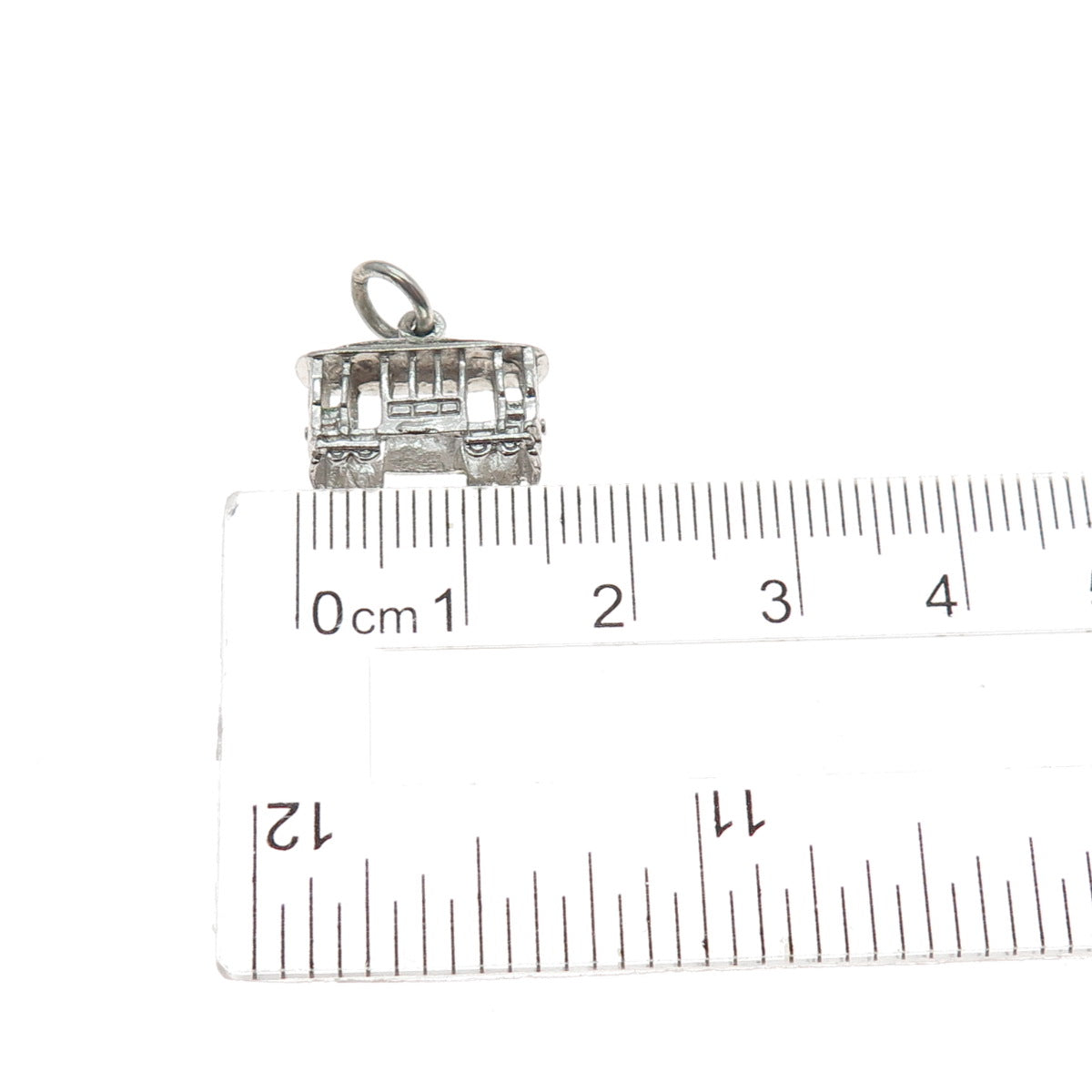 925 Sterling Silver Vintage Cable Car Minimalist 3D Charm Pendant