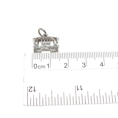 925 Sterling Silver Vintage Cable Car Minimalist 3D Charm Pendant
