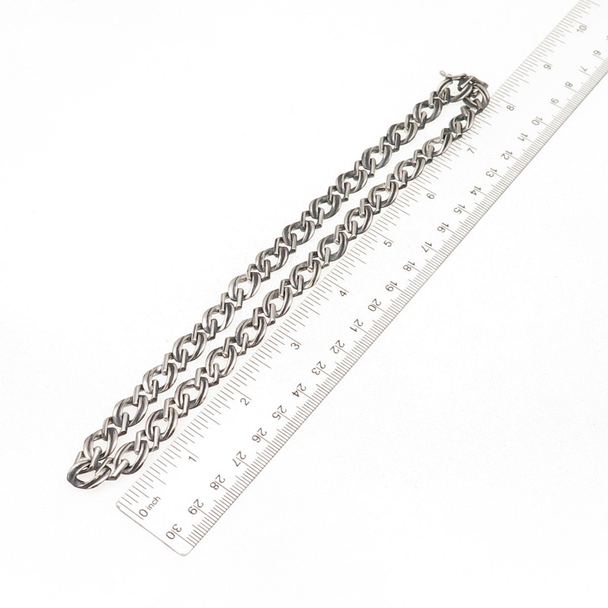 925 Sterling Silver Vintage Italy Diamond-Cable Chain Necklace 16"