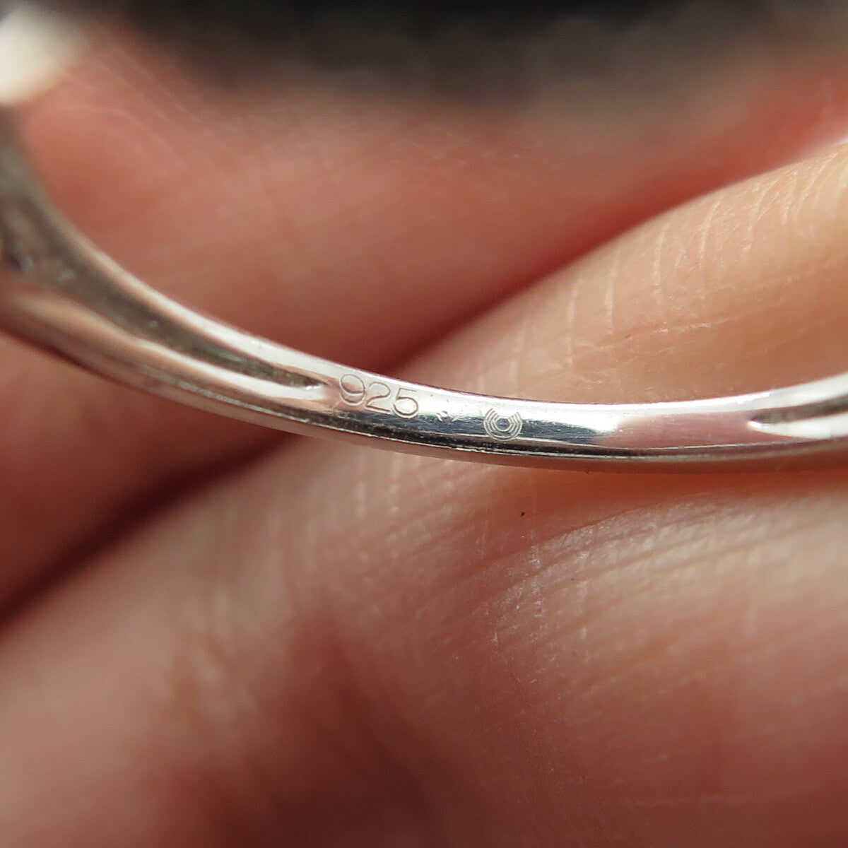 925 Sterling Silver Round-Cut Lab-Created Sapphire & C Z Ring Size 7