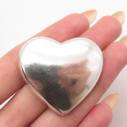 925 Sterling Silver Vintage Mexico Smooth Heart Pin Brooch