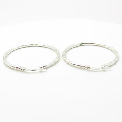 HAN 925 Sterling Silver Textured Hoop Earrings