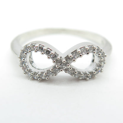 925 Sterling Silver Round-Cut C Z Infinity Ring Size 8.25