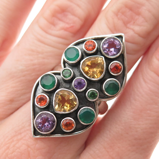 Nicky Butler Sterling Silver Vintage Amethyst Citrine Peridot Garnet Ring Size 7