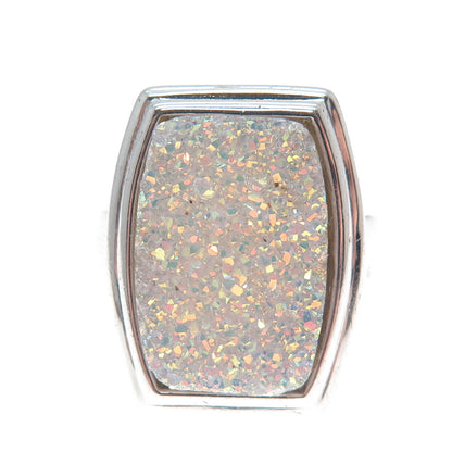 JH YOUNG 925 Sterling Silver Real Druzy Modernist Ring Size 8.25