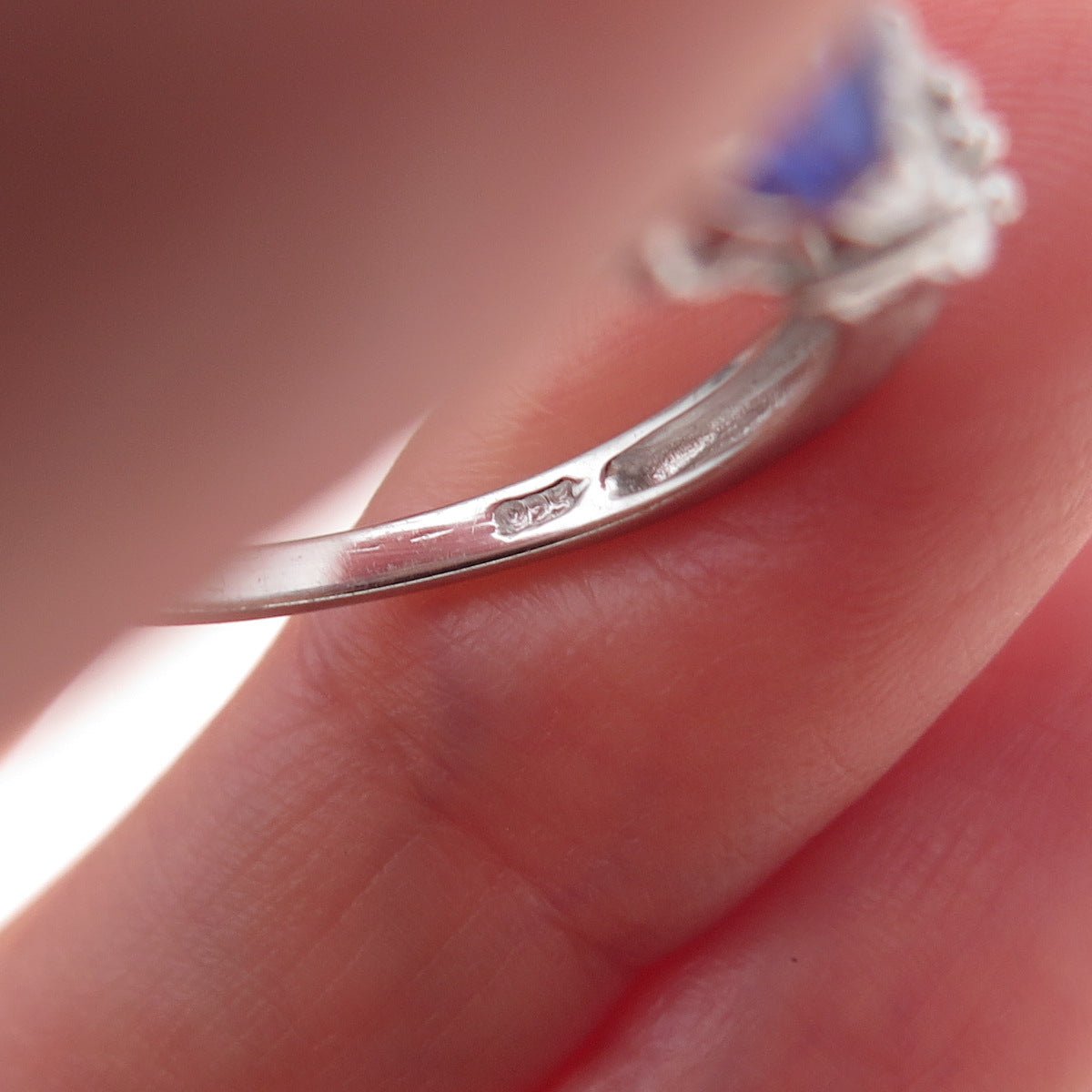 Chuck Clemency 925 Sterling Silver Real Tanzanite & White Topaz Ring Size 8.25