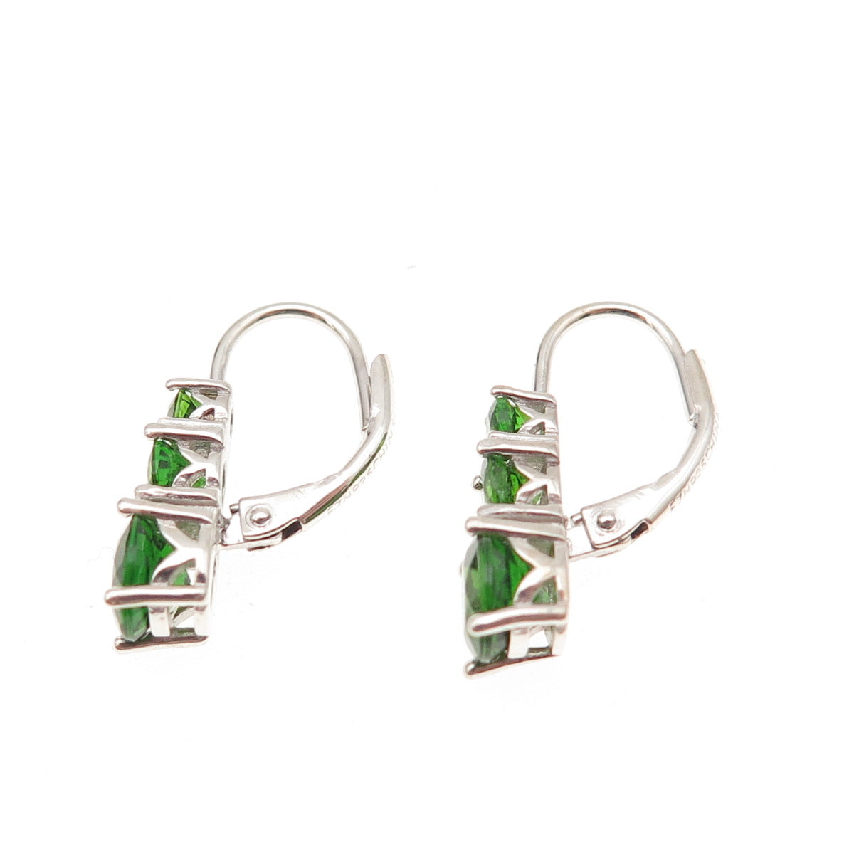 925 Sterling Silver Real Round-Cut Graduated Peridot Earrings