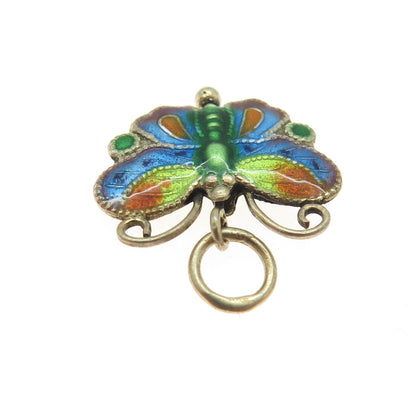 925S Sterling Gold Plated Enamel Vintage Scandinavian Butterfly Mini Pendant