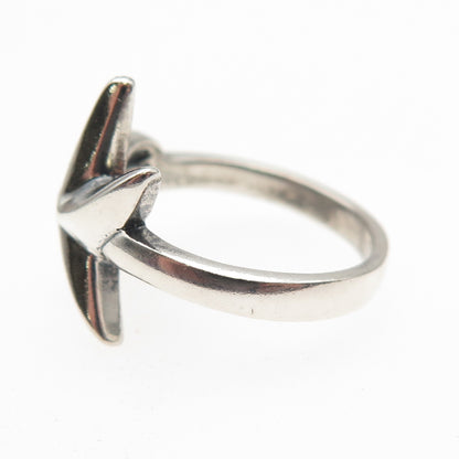 925 Sterling Silver Vintage Modernist Starfish Oxidized Ring Size 6.75