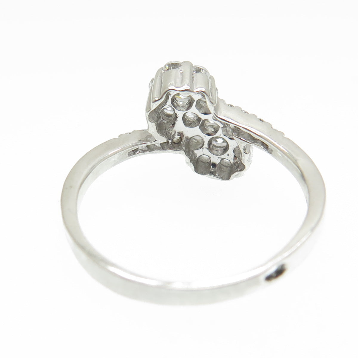 925 Sterling Silver Round-Cut Shaped C Z Bypass Ring Size 7.75