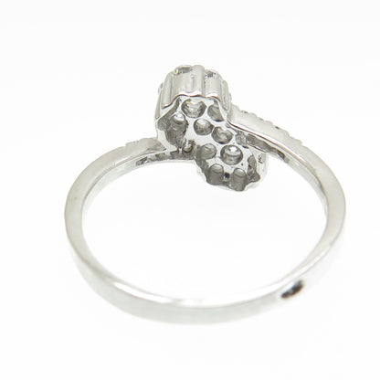 925 Sterling Silver Round-Cut Shaped C Z Bypass Ring Size 7.75