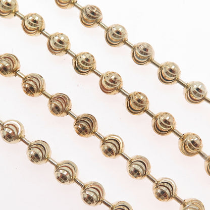 925 Sterling Silver Gold Plated Diamond-Cut Ball Beaded Chain Necklace 36"