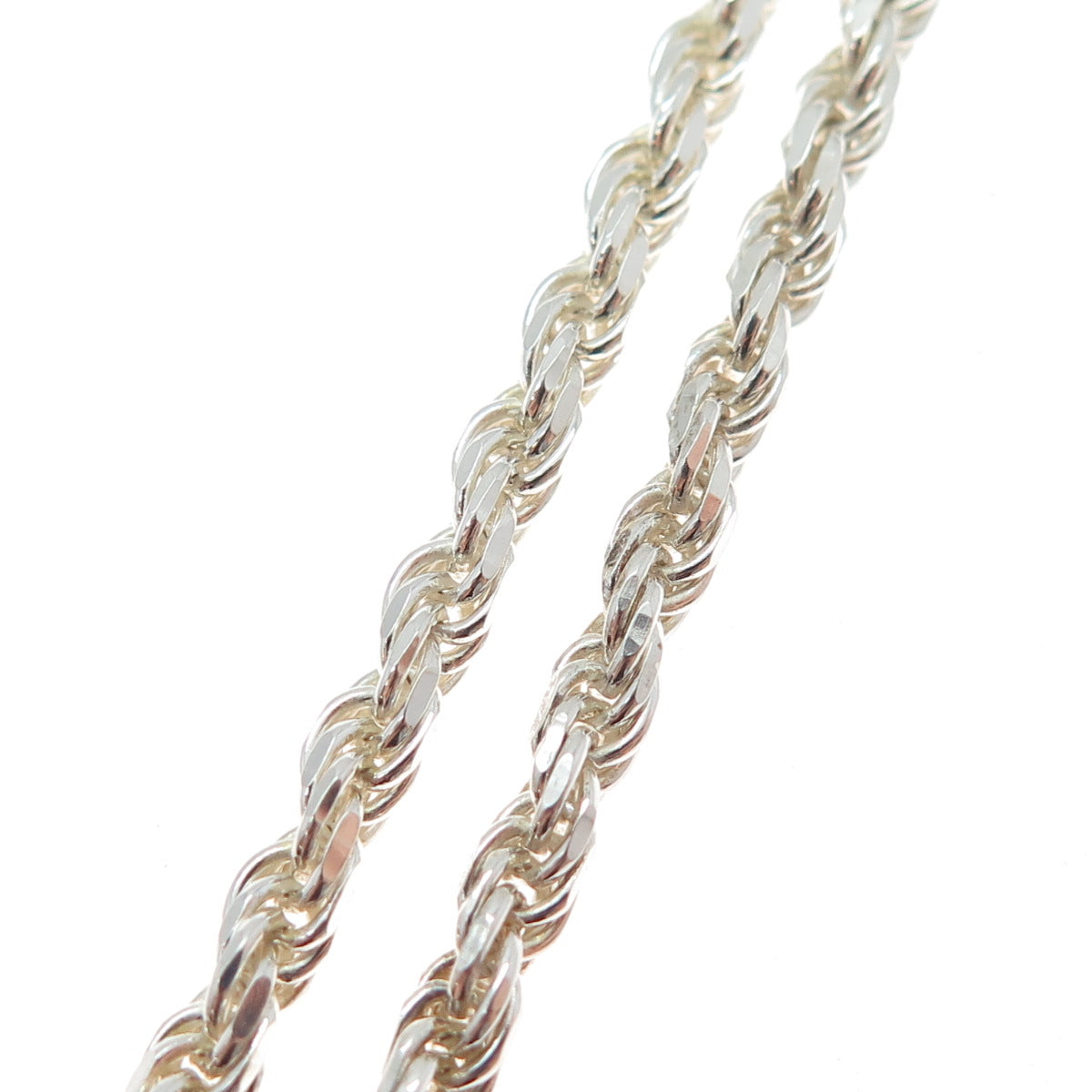 925 Sterling Silver Vintage Italy Twisted Rope Chain Necklace 18"