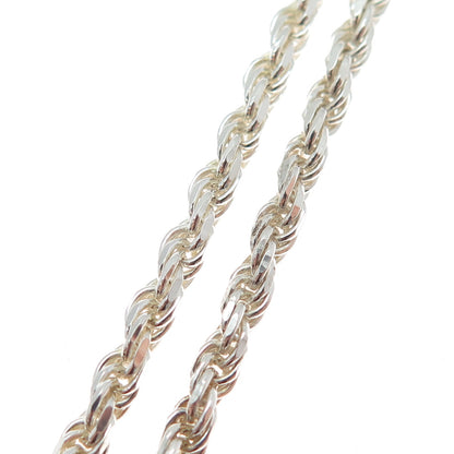 925 Sterling Silver Vintage Italy Twisted Rope Chain Necklace 18"