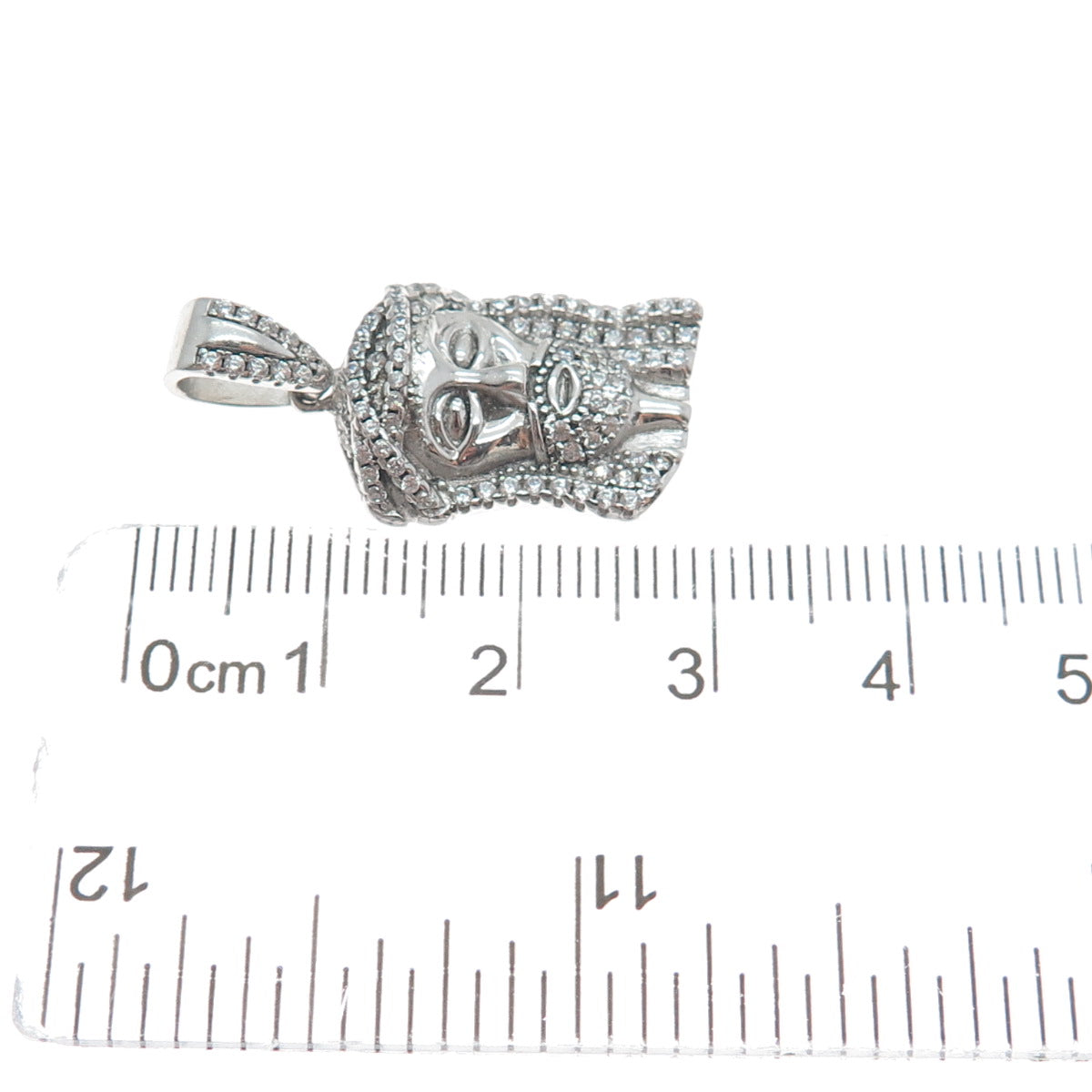 DESIGNS BY YAGI 925 Sterling Silver C Z Jesus Religious Sparkle Pendant