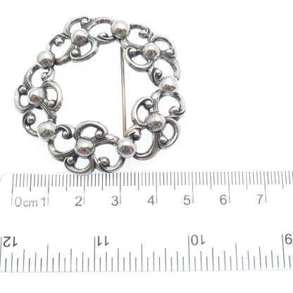 DANECRAFT 925 Sterling Silver Antique Art Deco Flower Oxidized Pin Brooch