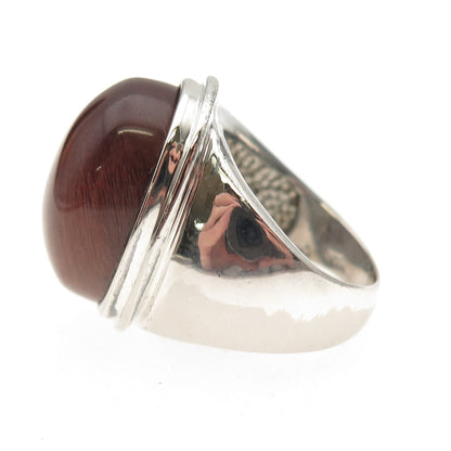 Badavici Sterling Silver Vintage Real Rutilated Quartz Modernist Ring Size 6.25