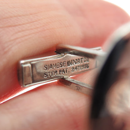 925 Sterling Silver Antique Siam Niello Hindu Goddess Cufflinks