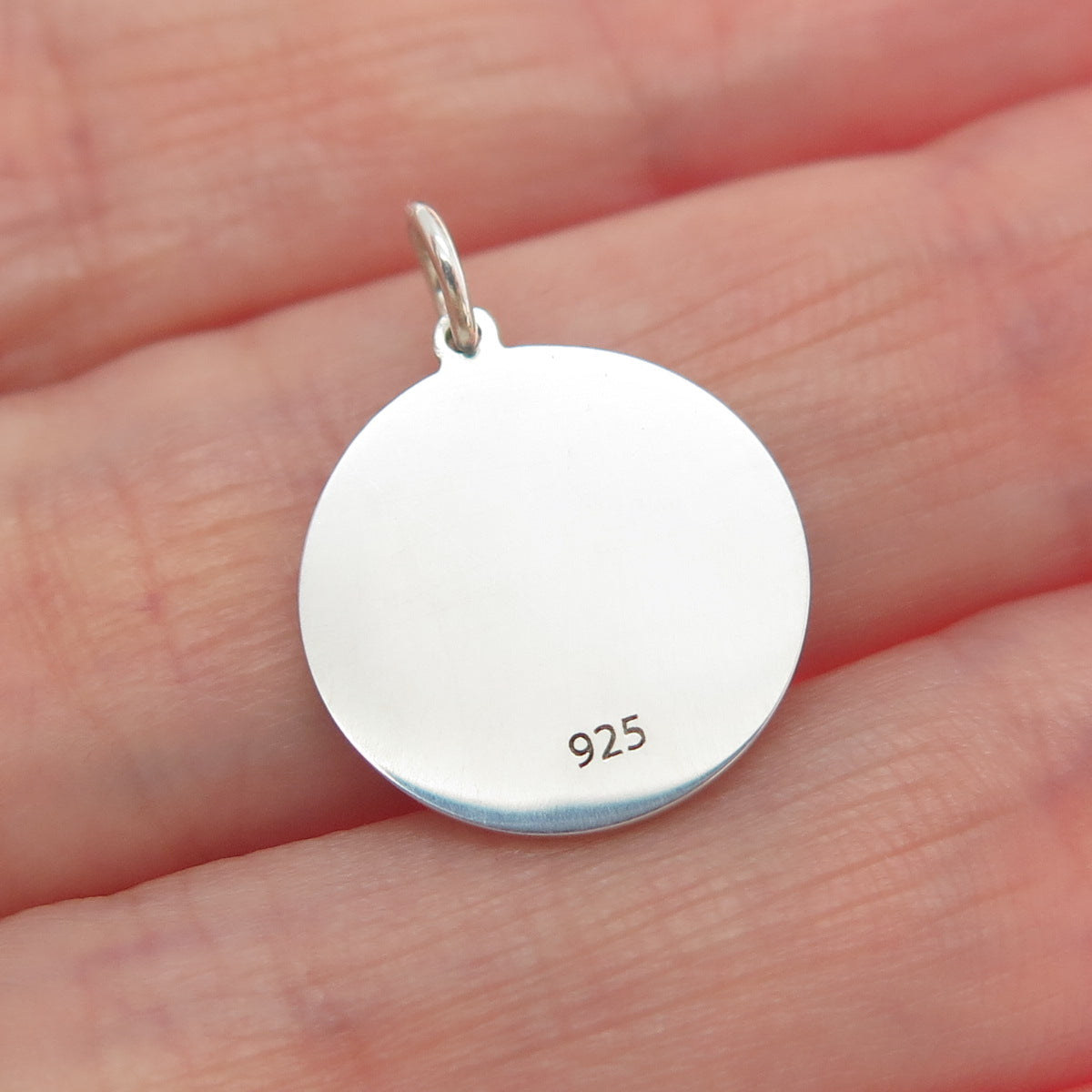 925 Sterling Silver Blue Enamel Man in The Moon Crescent Minimalist Pendant