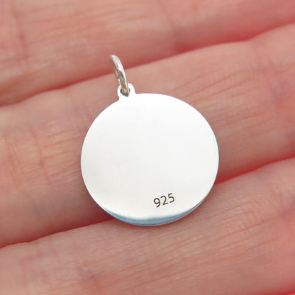 925 Sterling Silver Blue Enamel Man in The Moon Crescent Minimalist Pendant
