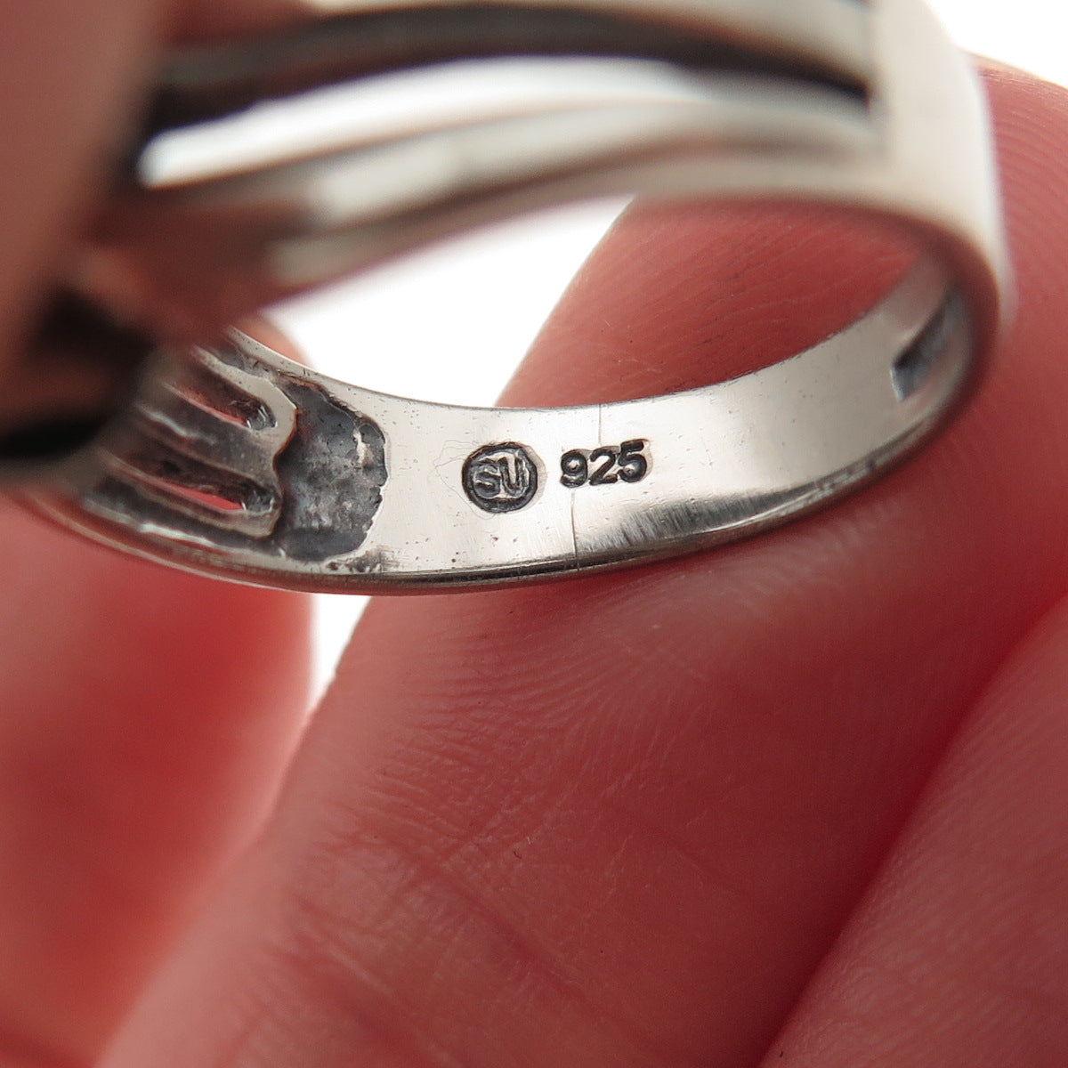 925 Sterling Silver Vintage Modernist Oxidized Ring Size 7