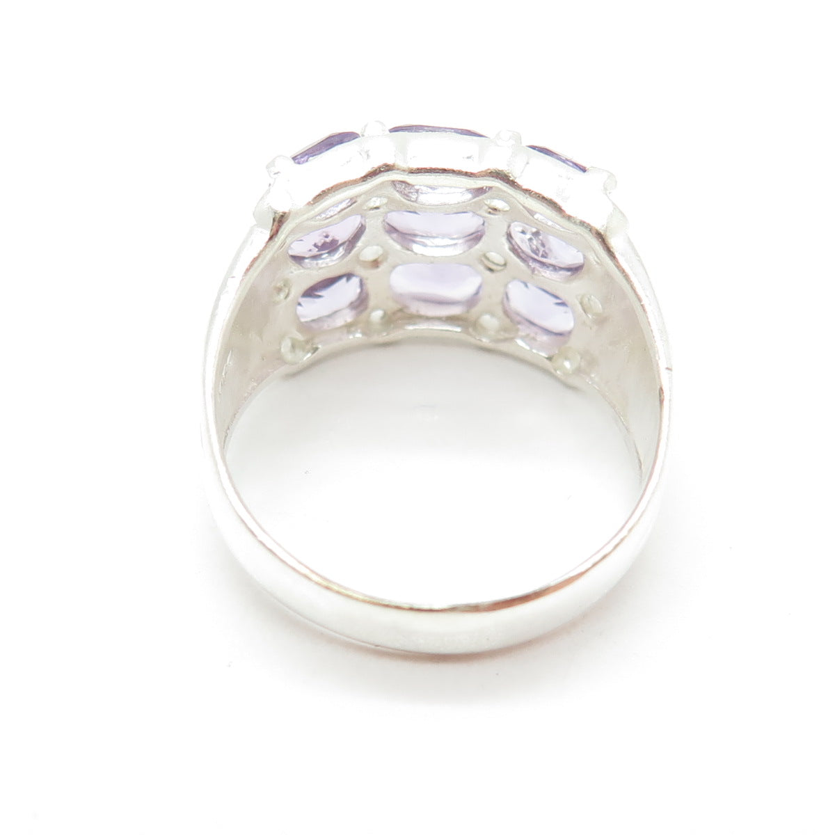 925 Sterling Silver Real Amethyst Gemstone Minimalist Ring Size 9