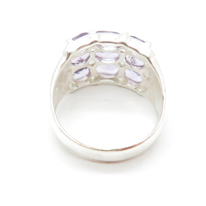 925 Sterling Silver Real Amethyst Gemstone Minimalist Ring Size 9