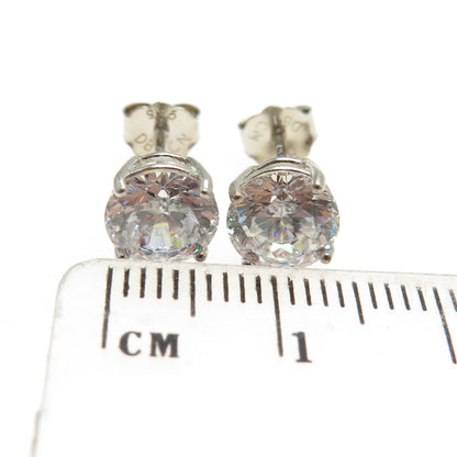 925 Sterling Silver Round-Cut C Z Stud Earrings