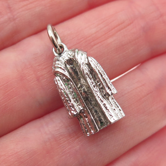 925 Sterling Silver Vintage Coat 3D Mini Charm Pendant