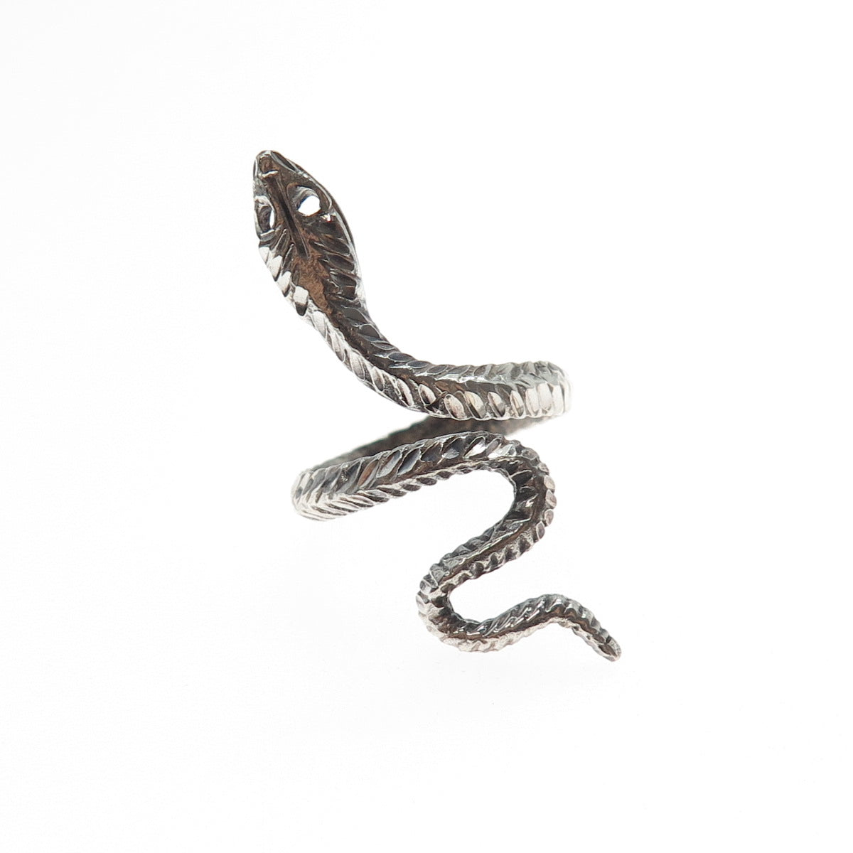 925 Sterling Silver Vintage Snake Oxidized Adjustable Ring Size 8