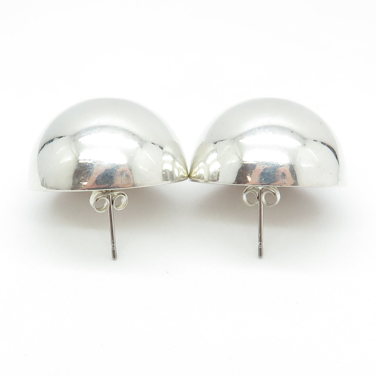 925 Sterling Silver Vintage Modernist Half Ball Earrings